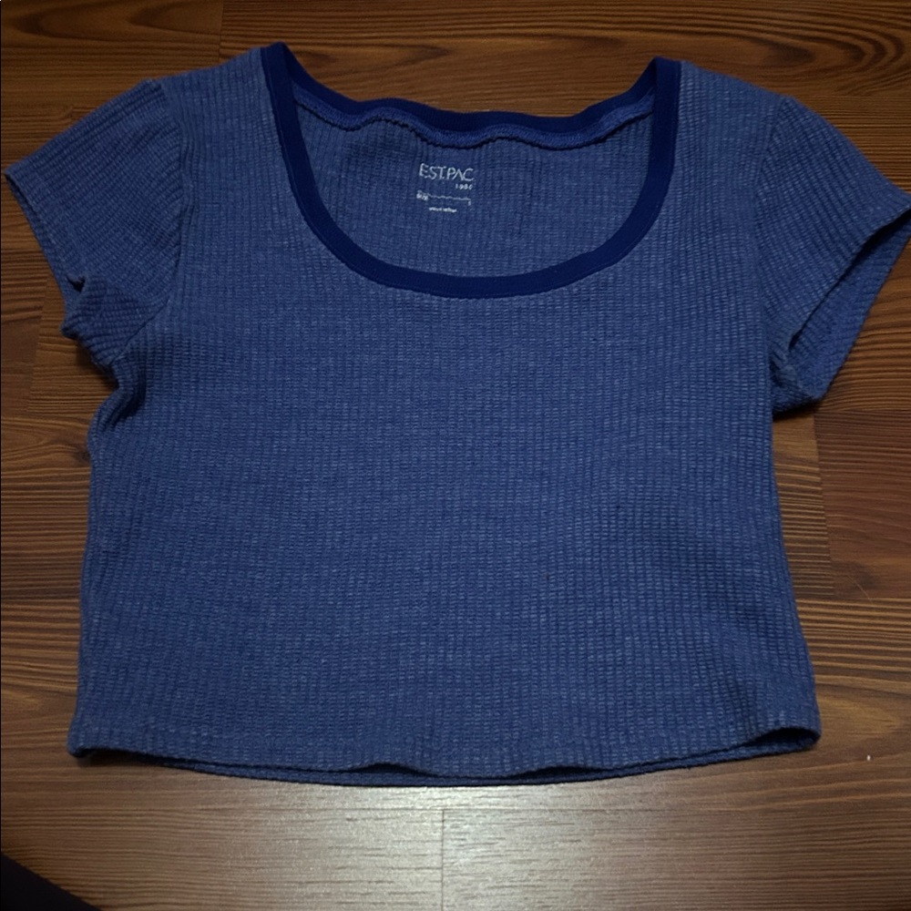 PacSun Navy Blue Ribbed Crop Top